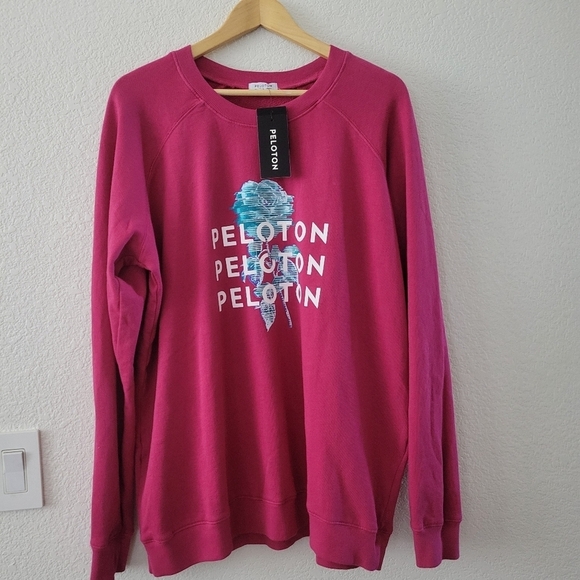 Peloton Everday Oversized Crewneck Sweatshirt L NWT NEW Pink - Picture 1 of 8